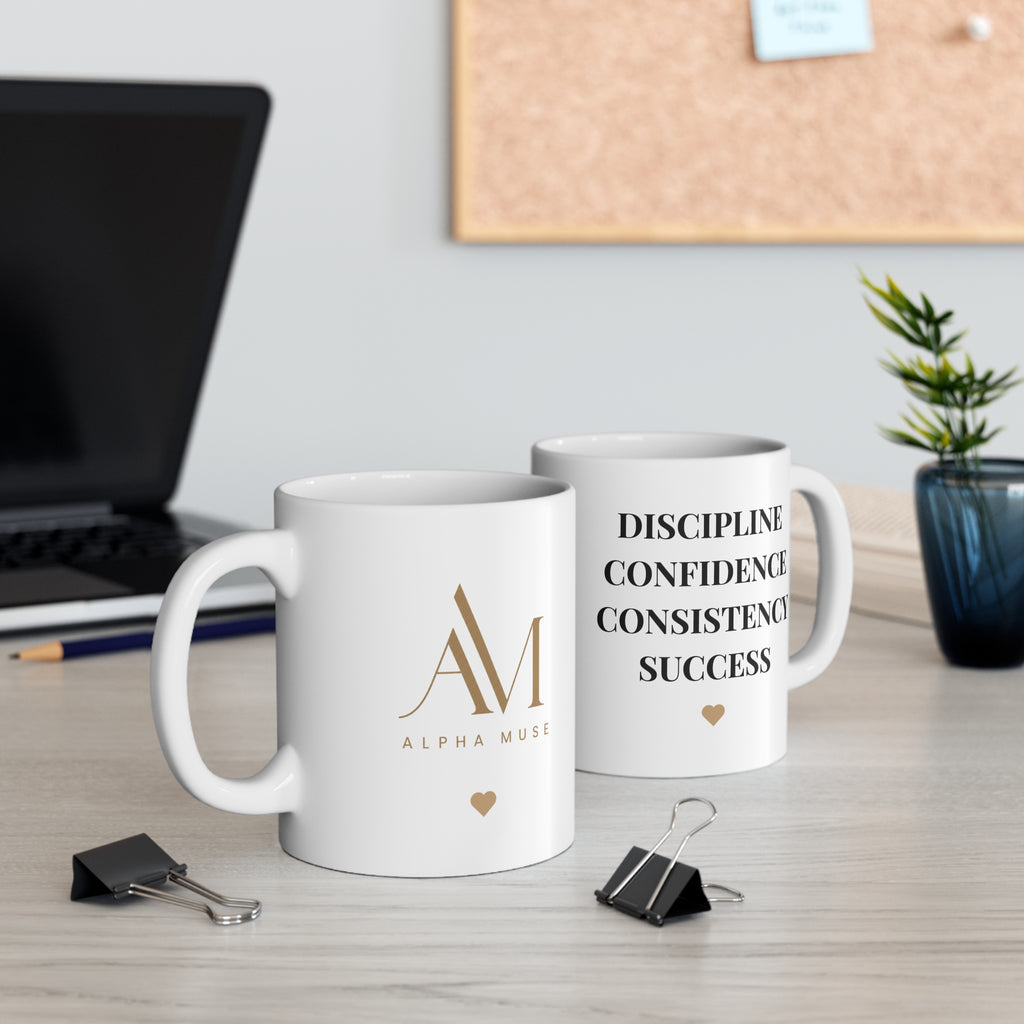 Alpha Muse 11oz Coffee Mug — AM Logo Ceramic Tea Cup