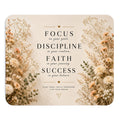 Inspirational Floral Mouse Pad — "Focus, Discipline, Faith, Success" Desk Mat