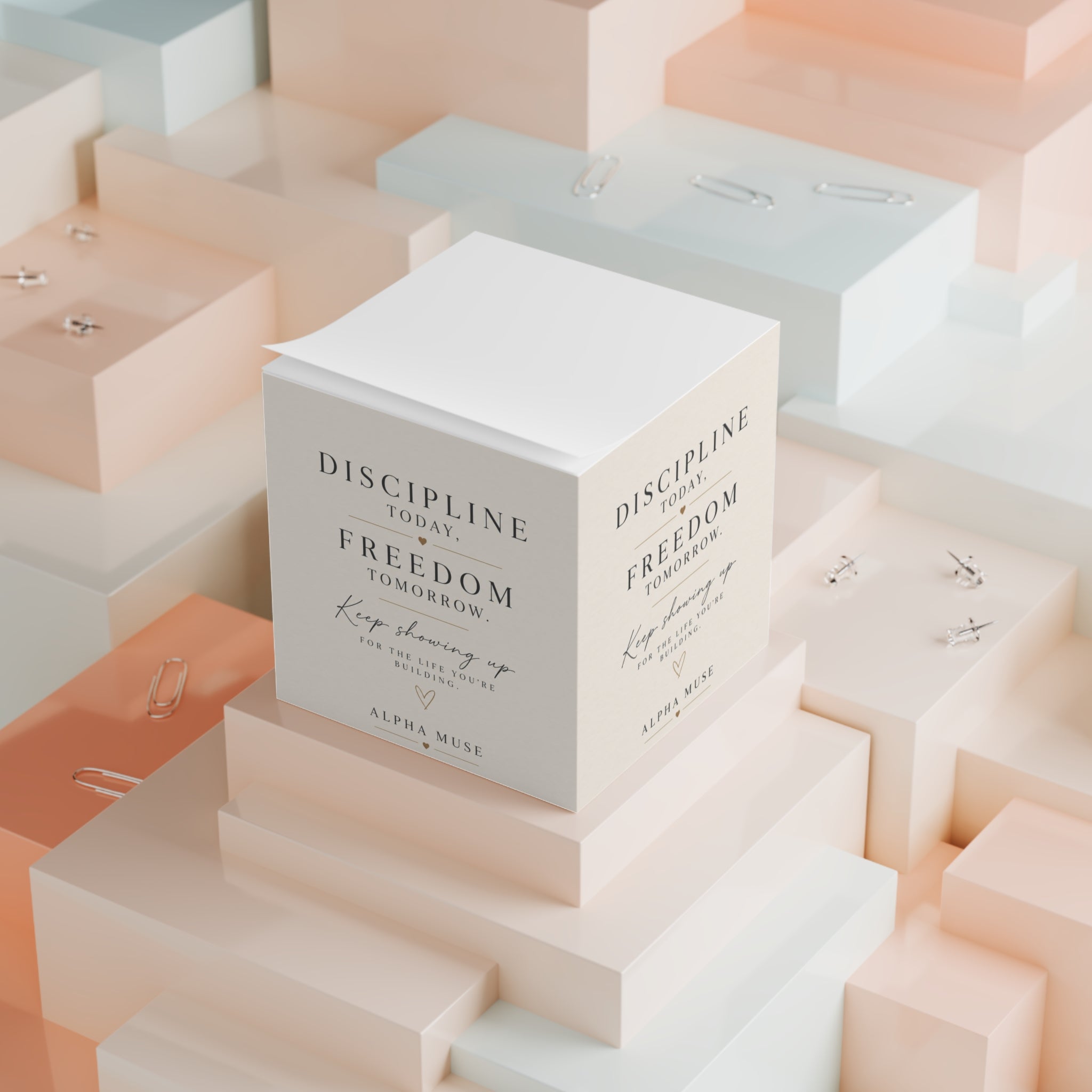 Note Cube — 'Discipline Today, Freedom Tomorrow' Inspirational Desk Notes