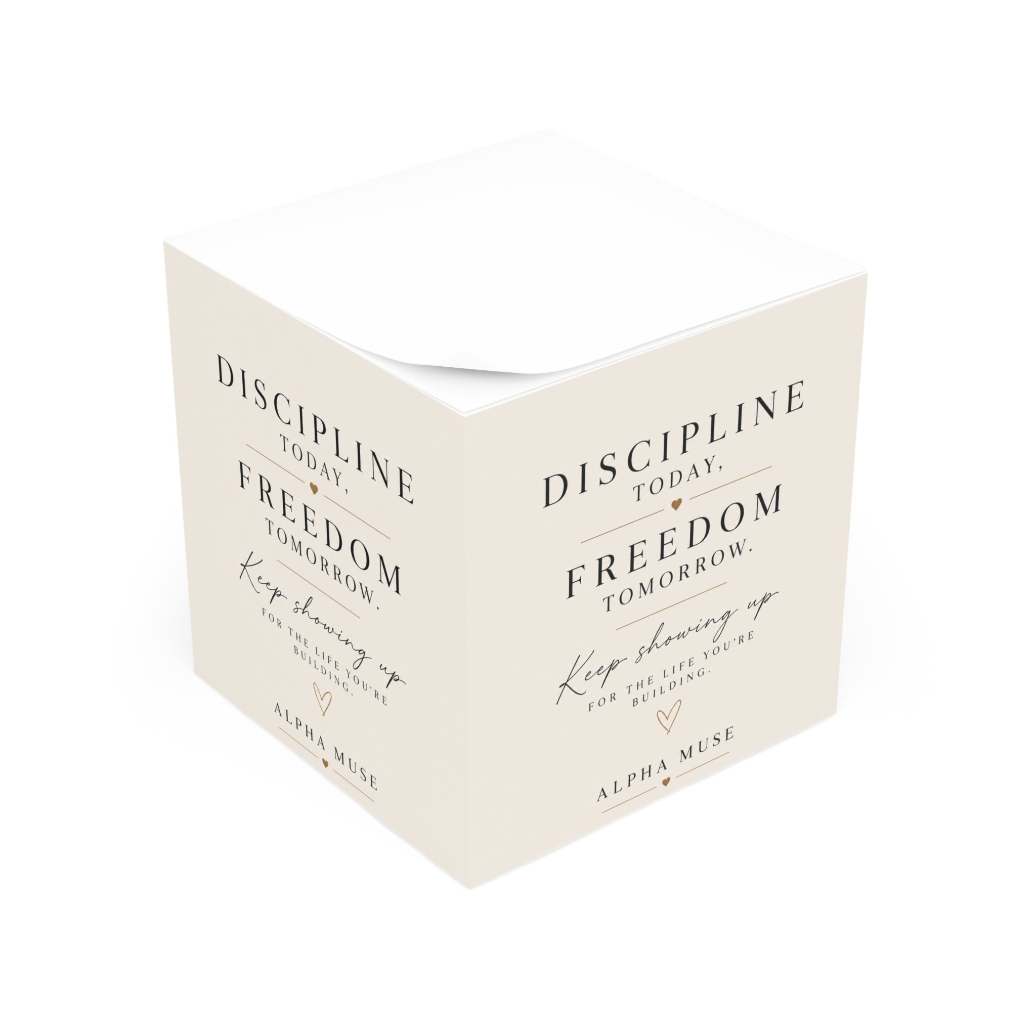 Note Cube — 'Discipline Today, Freedom Tomorrow' Inspirational Desk Notes