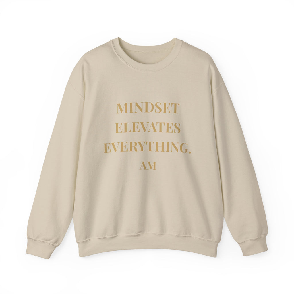 Crewneck Sweatshirt — “Mindset Elevates Everything” Inspirational Quote Pullover
