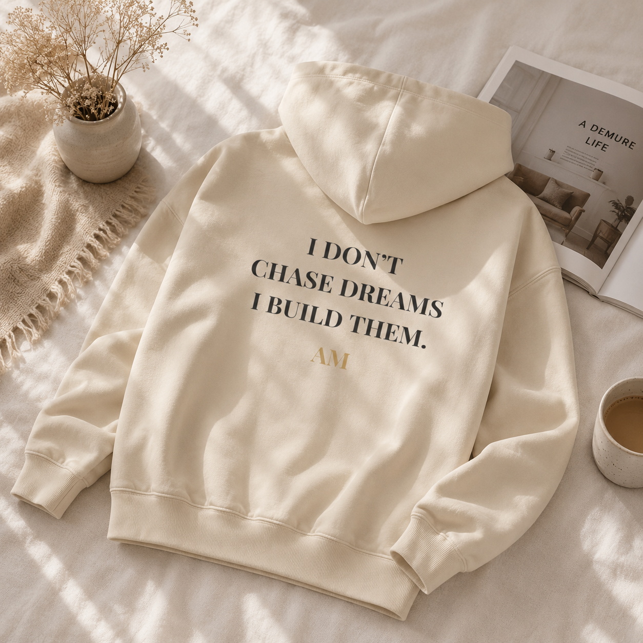 Motivational Hoodie - "I Don't Chase Dreams, I Build Them." Inspirational Pullover