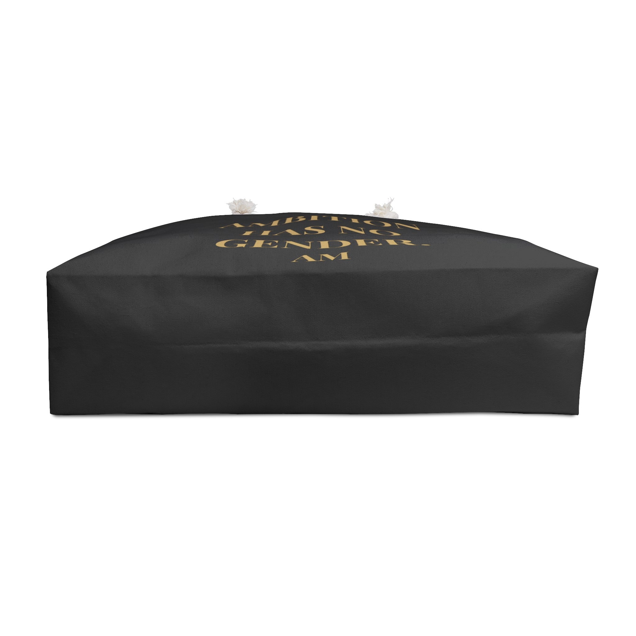 Ambition Has No Gender Weekender Bag – Gold Typography Travel Tote