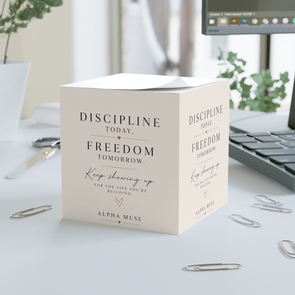 Note Cube — 'Discipline Today, Freedom Tomorrow' Inspirational Desk Notes